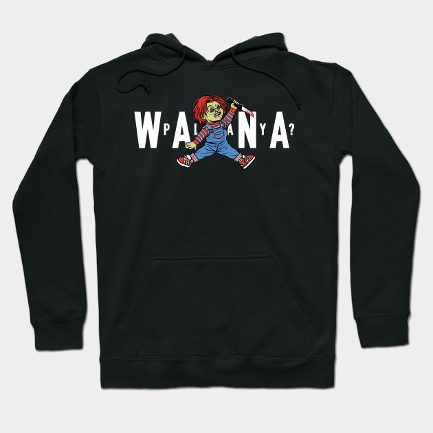 Black graphic hoodie with playful character design and text, casual style, perfect for everyday wear.