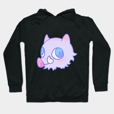 Black hoodie with cute cartoon animal face print, featuring a cozy design ideal for casual wear and warmth.
