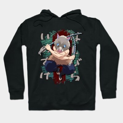 Black anime graphic hoodie with animal mask design, cotton material, casual wear, unisex style.