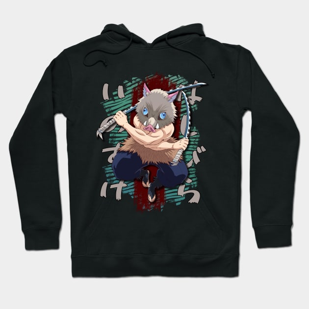 Black anime graphic hoodie with animal mask design, cotton material, casual wear, unisex style.