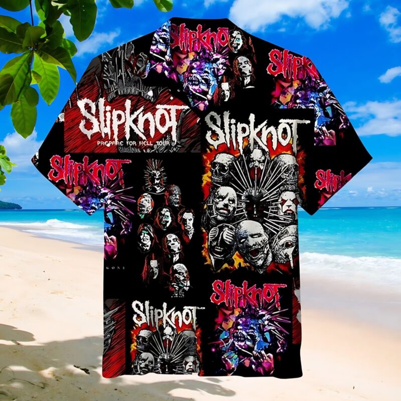Black graphic print Hawaiian shirt with bold designs, perfect for casual wear and beach outings.