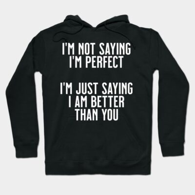 Black hoodie with bold white text, casual style, perfect for everyday wear, made from soft, comfortable material.