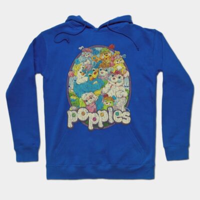 Blue Popples graphic hoodie, cozy cotton blend, vibrant design, casual wear, unisex style, perfect for chilly days.