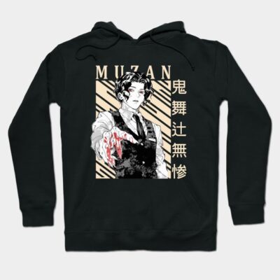 Black anime-themed hoodie with graphic design, featuring Japanese text and character illustration. Perfect for casual wear.