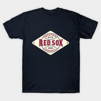 Navy blue t-shirt with vintage baseball graphic print, casual sportswear, 100% cotton, unisex style.