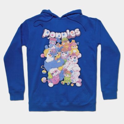 Blue Popples graphic hoodie, featuring colorful cartoon design, casual style, and soft fabric for cozy everyday wear.
