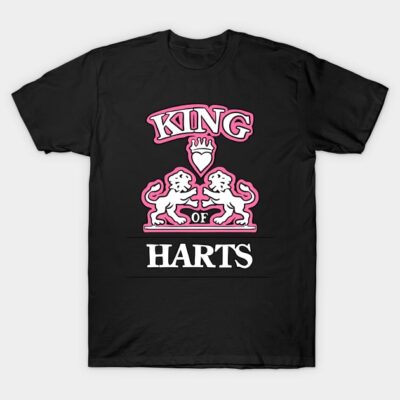Black "King of Harts" graphic t-shirt with pink and white design, casual style, perfect for everyday wear.