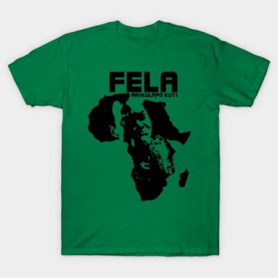 Green graphic t-shirt with black Africa map design and bold text. Casual unisex style, perfect for everyday wear.