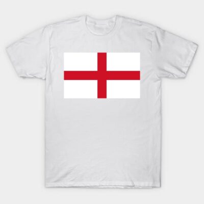 White cotton T-shirt featuring a red cross design, perfect for casual wear or themed events.