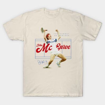 Cream vintage tennis graphic t-shirt, casual style, cotton material, ideal for sports enthusiasts and retro fashion lovers.
