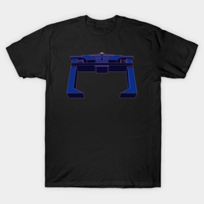 Black cotton t-shirt with blue geometric design, casual style, unisex, suitable for everyday wear.