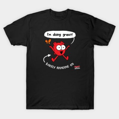 Black cotton t-shirt with cartoon design and motivational text, ideal for casual wear.