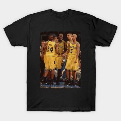 Black t-shirt featuring a vintage basketball team print, casual style, cotton material, perfect for sports enthusiasts.