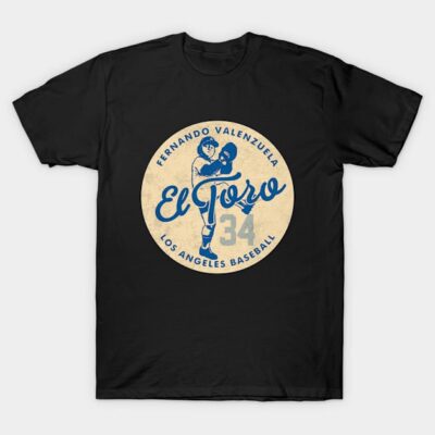 Black baseball-themed t-shirt featuring vintage Los Angeles graphic, ideal for casual wear.