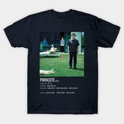 Black graphic T-shirt featuring a movie poster design, casual style, made from 100% cotton, ideal for film enthusiasts.