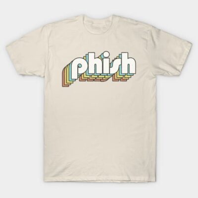 Cream retro graphic t-shirt with colorful layered text design, casual cotton material, perfect for everyday wear.