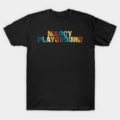Black t-shirt with colorful vintage text design, casual unisex style, 100% cotton, ideal for everyday wear.