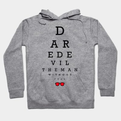 Gray hoodie with bold text design and red sunglasses graphic, ideal for casual wear, cotton blend material.