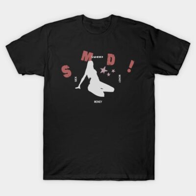 Black graphic t-shirt with bold lettering and silhouette design, casual style, ideal for everyday wear.