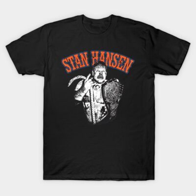 Black Stan Hansen graphic t-shirt with bold print, casual wear, 100% cotton, perfect for fans and everyday use.