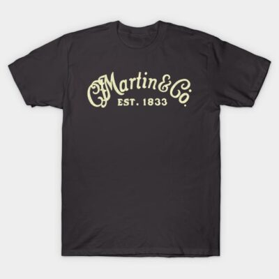 Black graphic tee featuring vintage-style "Martin & Co. Est. 1833" print, casual wear, 100% cotton.