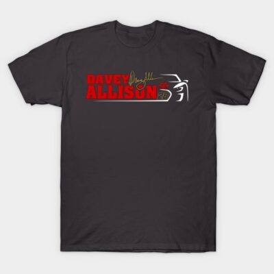 "Black graphic tee with red and white racing design, casual cotton T-shirt for motorsport enthusiasts."