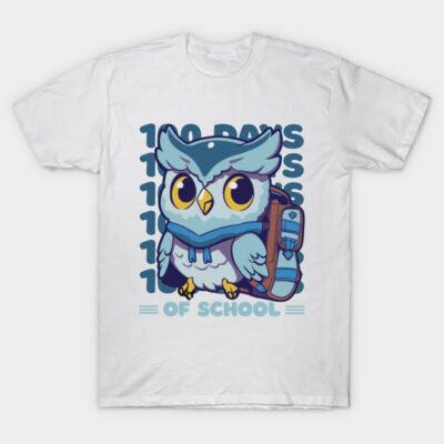 100 days of school typography featuring a Cute owl with a bagpack #2 T-Shirt by XYDstore