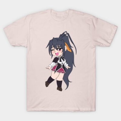 Beige anime graphic t-shirt with cute character design, casual style, perfect for fans and everyday wear.