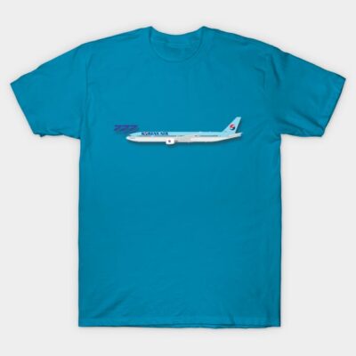 Blue graphic t-shirt featuring airplane design, casual style, 100% cotton, suitable for aviation enthusiasts.