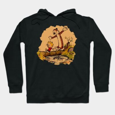 Black hoodie with playful cartoon design, featuring vibrant colors and cozy fit, ideal for casual wear.