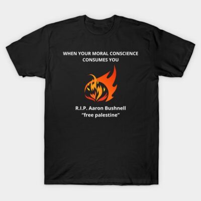 Black t-shirt with bold graphic flame design and impactful quote, ideal for casual wear and making a statement.