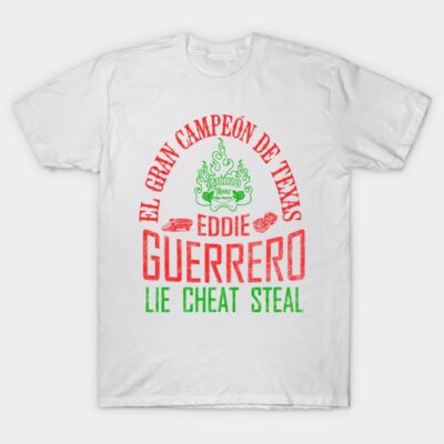 White cotton t-shirt with red and green text design, featuring bold phrases and graphics, casual wear.