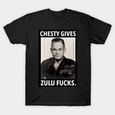 Black graphic t-shirt with bold text design, featuring a vintage military theme, made from 100% cotton for casual wear.