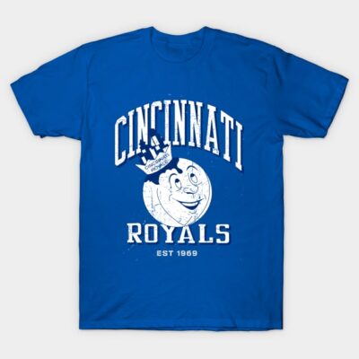 Blue Cincinnati Royals graphic t-shirt, vintage style, 100% cotton, casual wear.