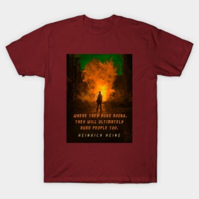 Red t-shirt featuring a bold graphic design and quote, ideal for casual wear. Soft cotton material for comfort.