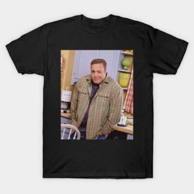 Black cotton T-shirt with plaid jacket graphic, casual style, unisex, suitable for everyday wear.
