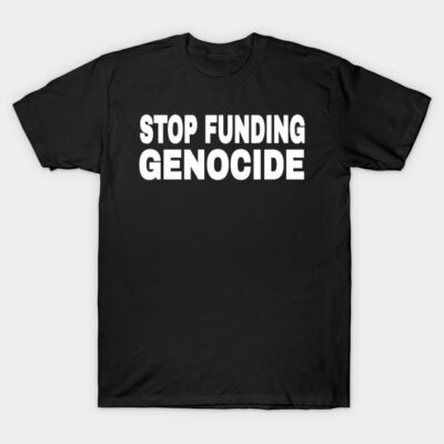Black cotton T-shirt with bold white text for social awareness message, casual wear, unisex style.