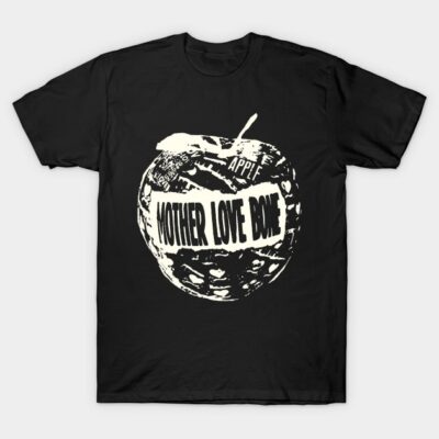 Black graphic T-shirt featuring vintage apple design with bold text, perfect for casual wear. Cotton material.