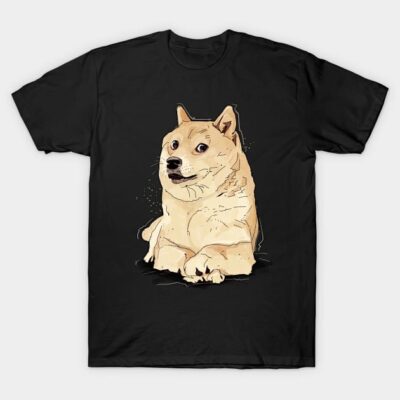 Black graphic t-shirt with cartoon dog design, casual wear, cotton material, unisex style, novelty gift idea.