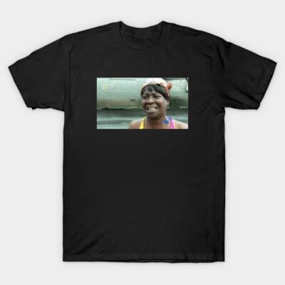 Black cotton T-shirt featuring a colorful graphic design, casual wear, unisex style, perfect for daily use.