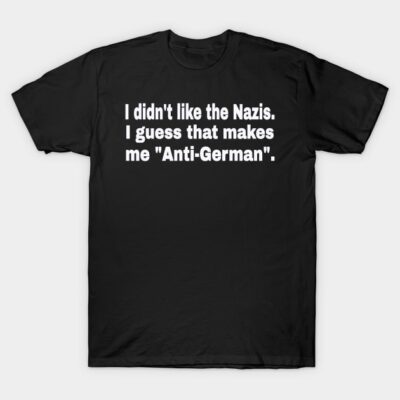 Black cotton t-shirt with bold white text, casual style, statement piece, unisex fit, ideal for daily wear.