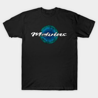 Black graphic T-shirt with retro blue and green circular design, ideal for casual wear, made from 100% cotton.