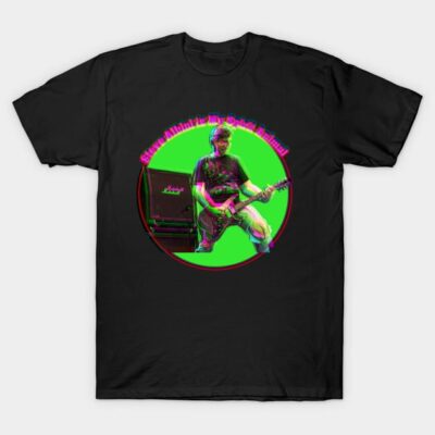 Black t-shirt with vibrant musician graphic, ideal for music lovers. Made from soft cotton for casual wear.