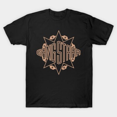 Black T-shirt with geometric graphic design, casual style, cotton material, perfect for everyday wear.