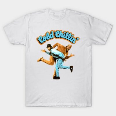 White "Cold Chillin'" graphic tee, retro style, casual cotton t-shirt, unisex, ideal for everyday wear.