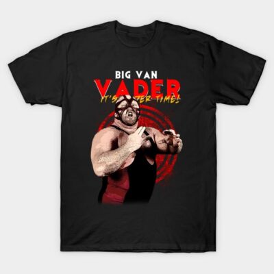 Black graphic t-shirt featuring bold red text and a dynamic wrestling design, ideal for casual wear.