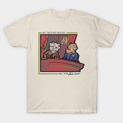 Cream t-shirt with vintage cartoon theater balcony graphic, casual style, cotton material, unisex design.