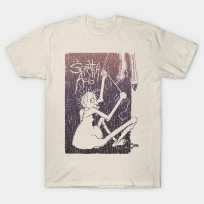 Cream graphic t-shirt with abstract design, short sleeves, casual wear, 100% cotton.