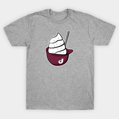 Gray cotton t-shirt with ice cream bowl graphic, colorful sprinkles, and spoon design, casual wear.
