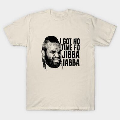 Cream graphic t-shirt with bold text and illustration, casual wear, 100% cotton, unisex style.